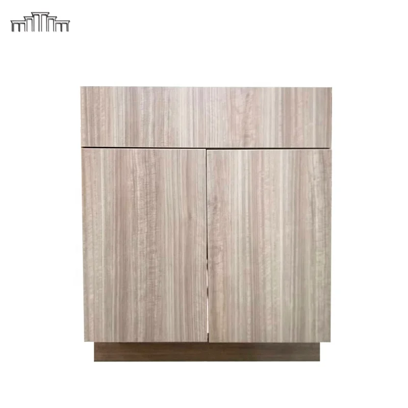 Apartment Hotel School Project Wholesale Frameless MDF Melamine Flat Panel Drawer Door Kitchen Cabinets With DTC Soft Close