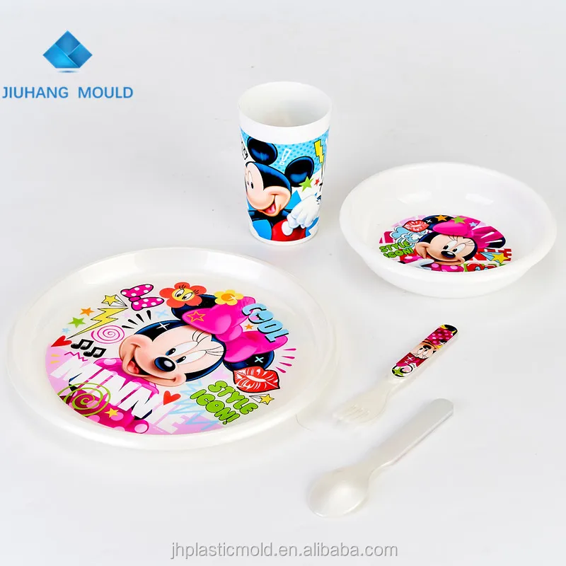 Штаны с принтом героев из мультфильмов без добавления бисфенола А, детская посуда для детей пластиковые обеденные тарелки набор детской посуды чаши с изготовленным на заказ печатанием