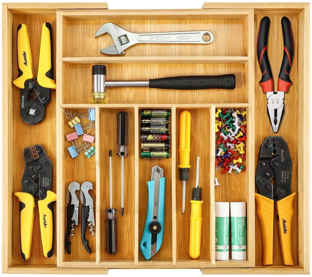 Bamboo drawer organizer kitchen cutlery organizing box, tool organizing box, underwear storage holder