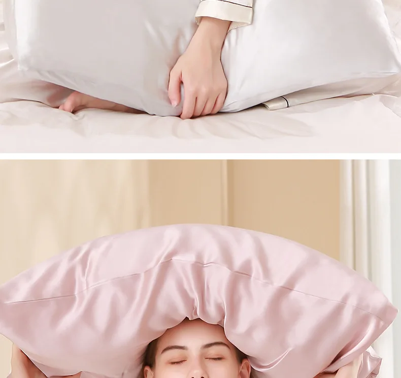 Custom Logo 100% polyester satin silk pillow case cover set gift box queen size zipper satin silk pillowcase