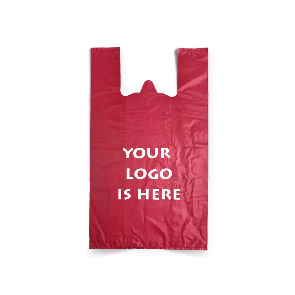 T-shirt Carrier Bag Packaging Customized Sizes Shopping Handle Bags with Bellow Economic hdpe ldpe mdpe t-shirt Plastic Bags