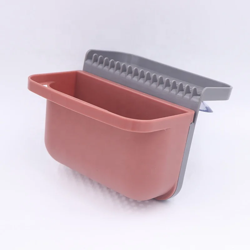 Kitchen Sink Caddy Organizer With Suction Cup Sponge And Scouring Pad Holder For Kitchen