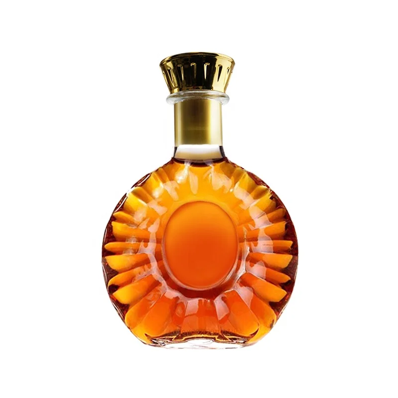 botellas vidrio licor 500ml flat round fan shaped XO brandy glass bottle clear white  liquor bottle for whisky wine empty bottle