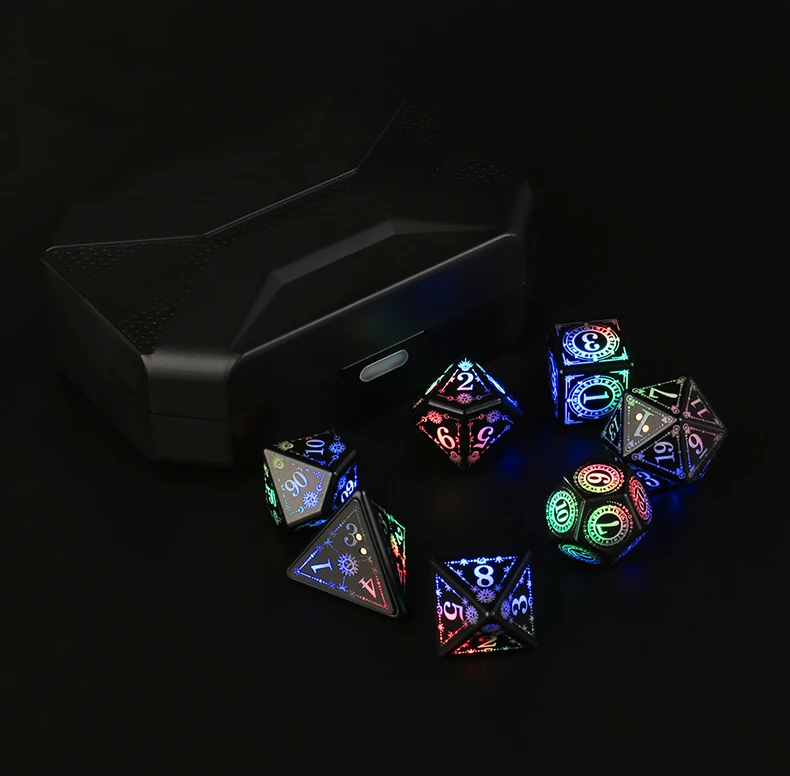 customized Factory wholesale  LED Color  dice set polyhedral dnd rpg tabletop board game dice