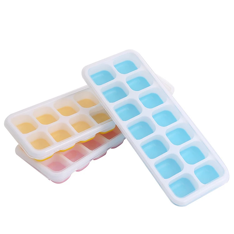 Easy Release Creative Ice Maker Mold BPA free 14 holes silicone ice cube tray with removable lid