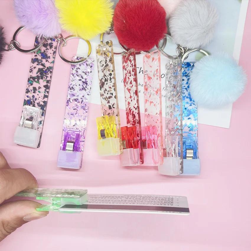 Hot Selling ATM Card Clip Keychain Card Puller key holder Credit Card Grabber For Long Nails