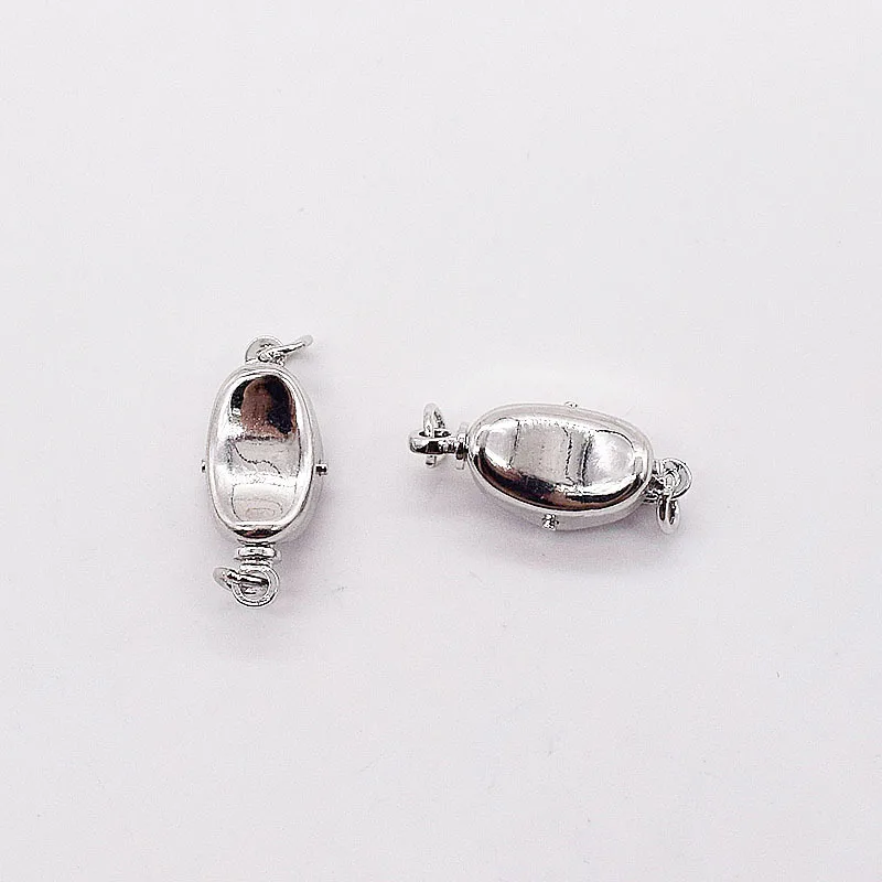 925 Half silver Pearl Necklace Bracelet buckle DIY accessories necklace repair Sterling silver pea buckle horseback buckle