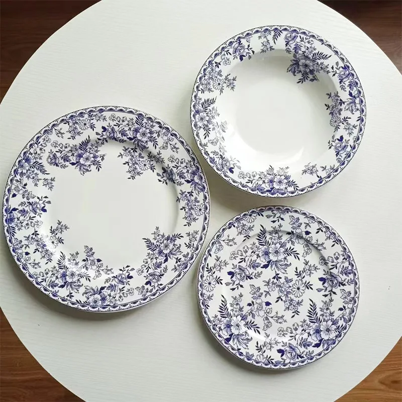 Blue and white series ceramic plate household deep plate cup plate pattern tableware