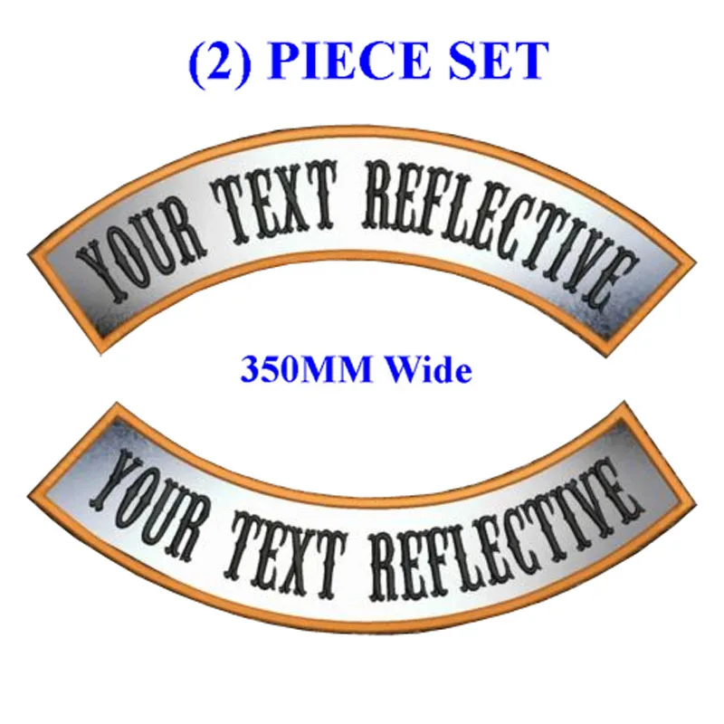 Custom texts top and bottom rock embroidered patches iron on biker rider embroidery patch