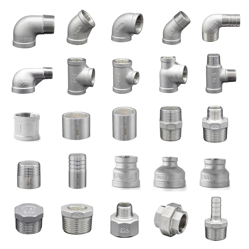 HOYU 304 316  Stainless Steel Pipe Fittings Npt Bspt Threading 45 Degree Female ElbowMale Threaded Hex Head Pipe Plug