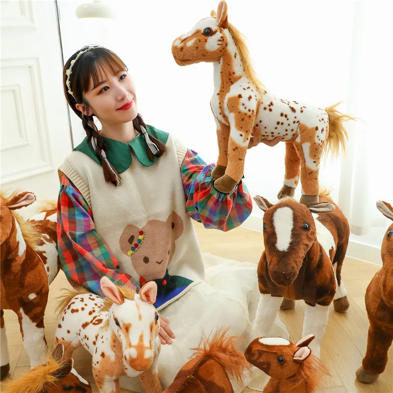 30cm Simulation Horse Plush Toys Cute Stuffed Animal Doll Soft Realistic Horse Toy Kids Birthday Gift Home Decoration