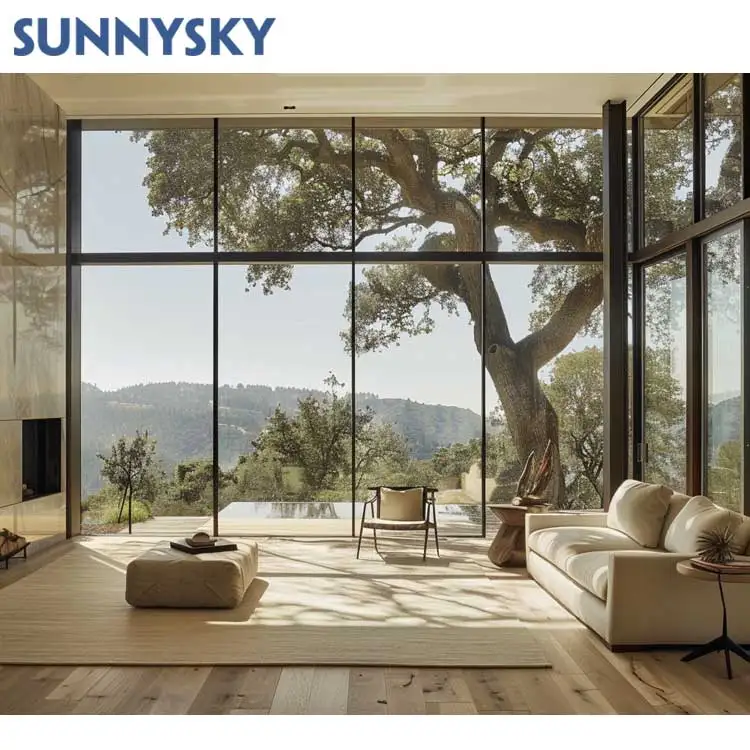 Sunnysky NFRC Large Windows Glass Big Picture Window Panoramic Window Floor To Ceiling Fixed Window