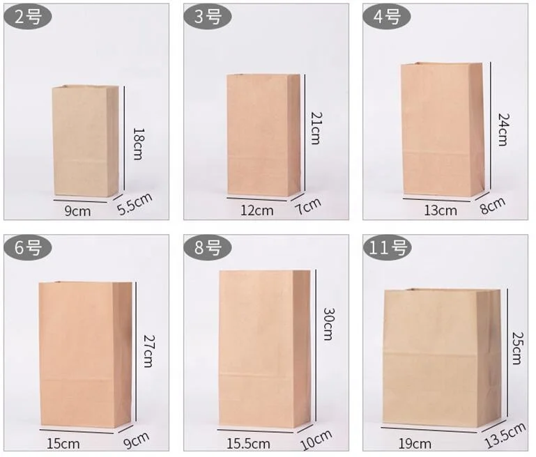take away kraft paper bag for fruit vegetable bread packaging