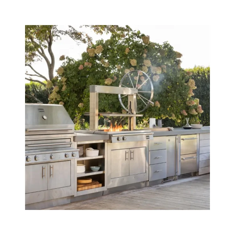 Charcoal Outdoor Bbq Island Kitchen Wholesale Barbecue Modern Customized Grey Kitchen Cabinets modular  Outdoor Kitchen set