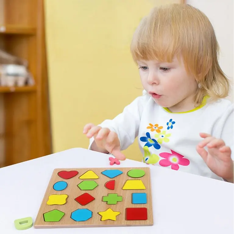 Learning Puzzles Board, Alphabet Puzzles 3D Wood Alphabet Shape Puzzle Set, Wooden Puzzles Board Educational Matching Game
