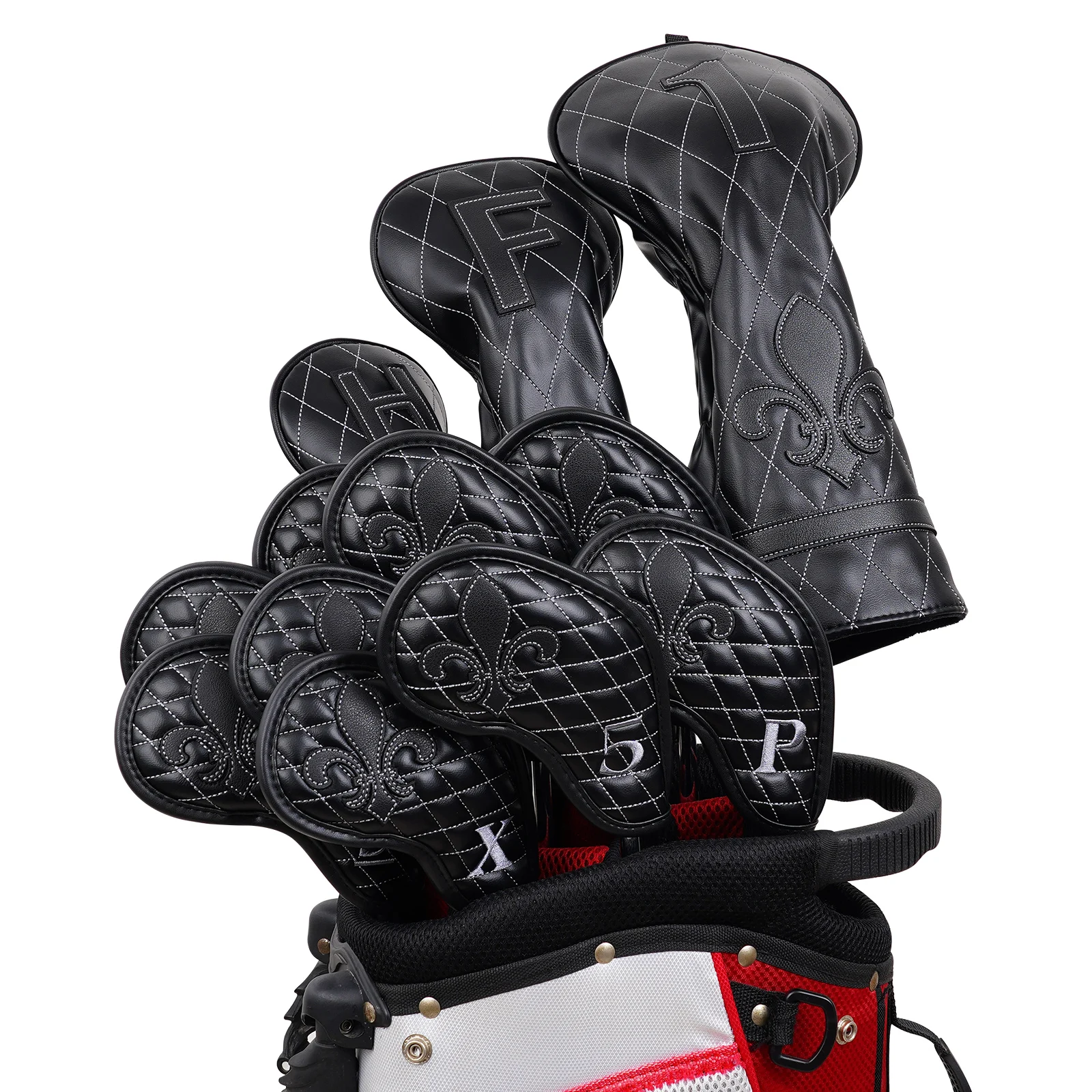 Custom Logo Embroidery PU Leather Golf Accessories Golf Head Covers Club Driver Fairway Hybrid Utility Golf Headcovers