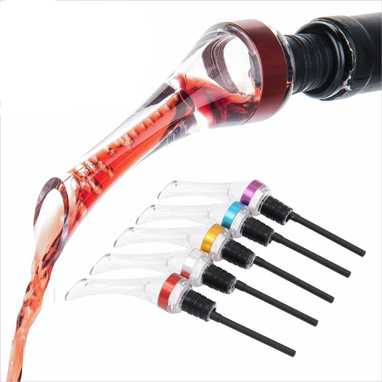 Top Seller Bar Tool AS Plastic 5 color Detachable Aerating Pourer Decanter Spout Wine Aerator Pourer