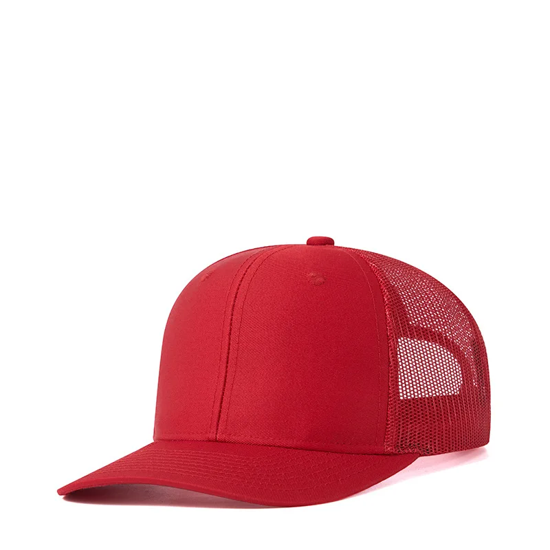New Style solid color Fashion Breathable 5 Panel Mesh Custom Gorra Performance Sport Waterproof Rubber Logo Tucker Hats