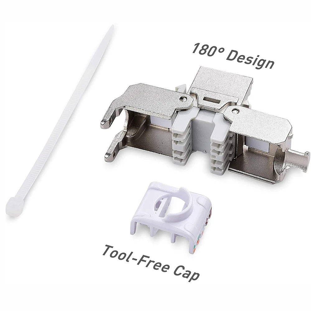 Module Toolless Cat6a Rj45 Shielded Keystone Jack With Integrated Shutter