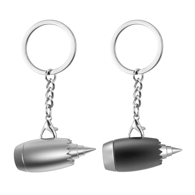 Xun Xin Zinc Alloy Silver Aircraft Engine Simulation Keychain Creative Metal Key Ring Pendant Cute Aviation Gift Wholesale
