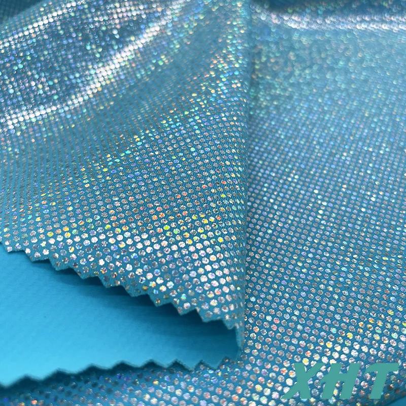 Ocean Blue  foil  for  hologram foil printed spandex stretch fabric for swimwear costume wear