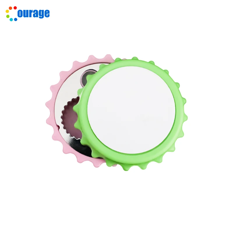 Custom printing plastic bottle opener fridge magnet sublimation blank with aluminum sheet