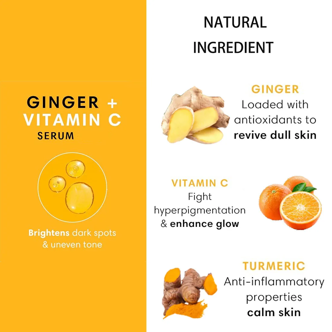 Private Label collagen anti-aging serum vitamin c ginger skincare dark spots acne turmeric serum