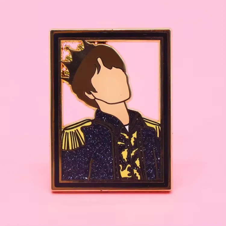 Hard Enamel Pin Badge With Glitter Magnetic Cartoon Brooch Manufacturer Lapel Pin Custom Anodized Enamel Pin