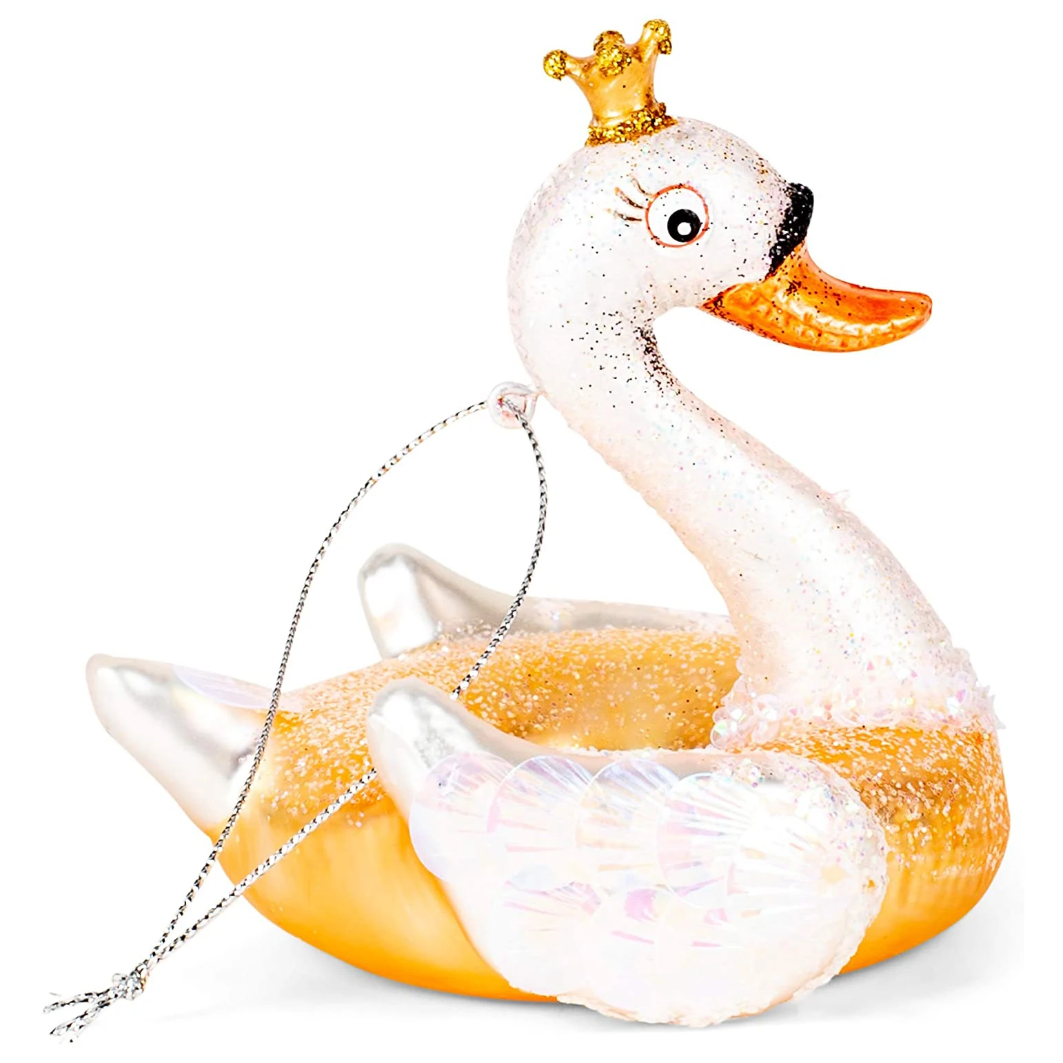 Hot Sale Mini Glass Decorative Swan Swimming Circle Painted Ornament For Christmas Tree Ornament Eco-friendly