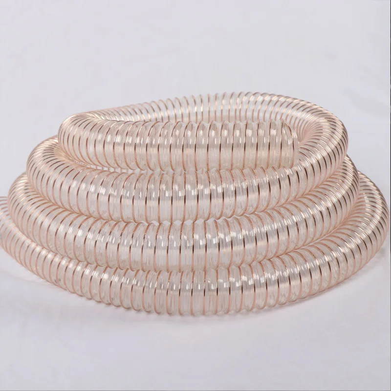PU Copper Plated Steel Wire Hose Flexible Copper Coated Wire Hose For Transport Powder Exhaust