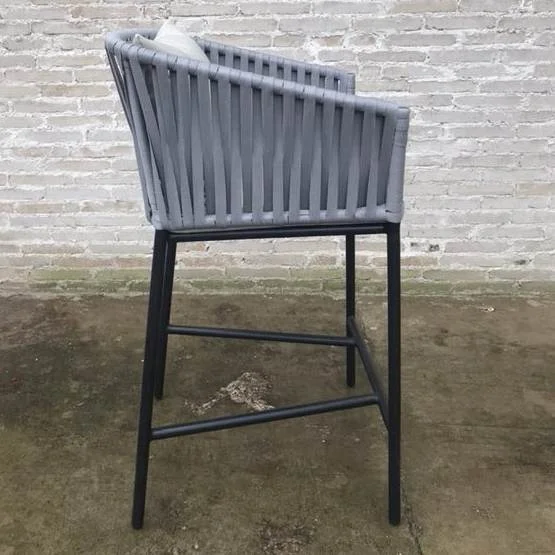 Design  Hotel Club Cafe Outdoor Bar Furniture, Bar Metal Aluminum Rope Chair Dining Armchair