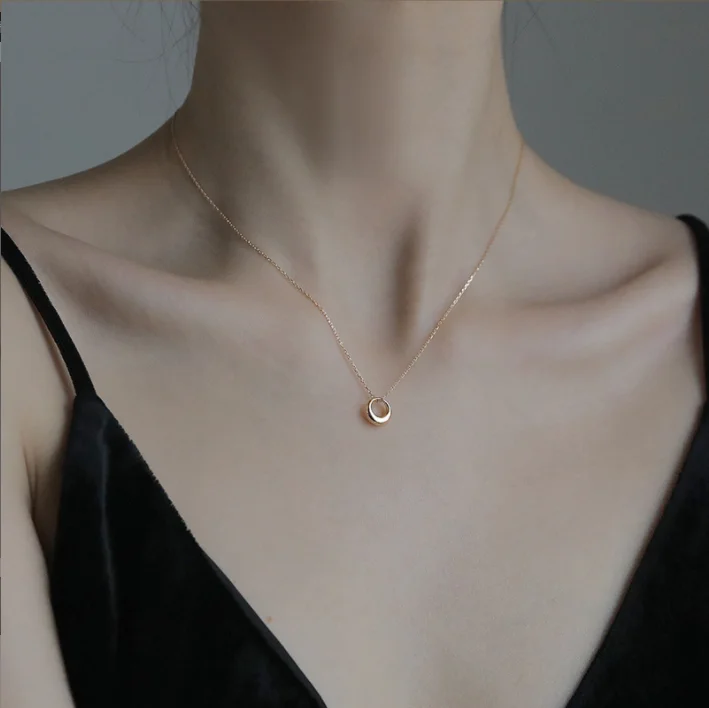 MAXERY 925 sterling silver 2022 new geometric circle necklace female clavicle chain gold necklaces