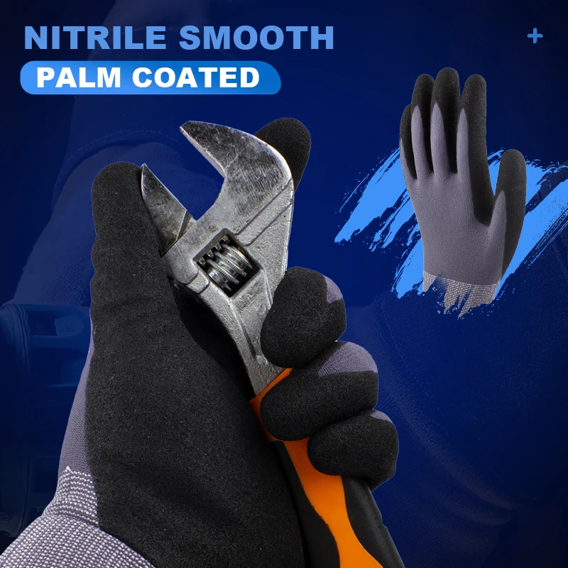 Customized High Quality Anti Slip Gloves Nitrile Sandy Safety Flexible Gloves for Handling