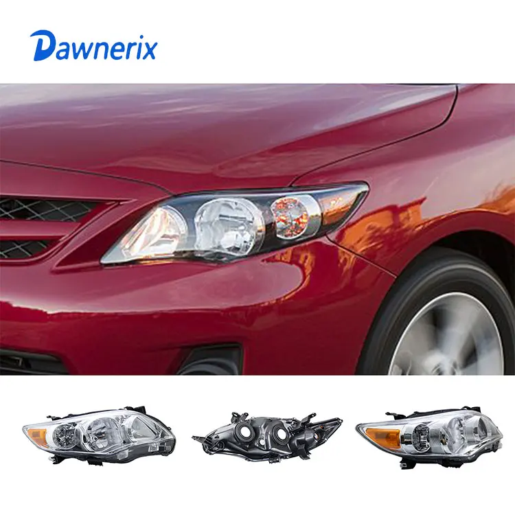 Headlight Assembly for 11-13 Toyota Corolla Clear Lens 1 Pair Headlamps Chrome