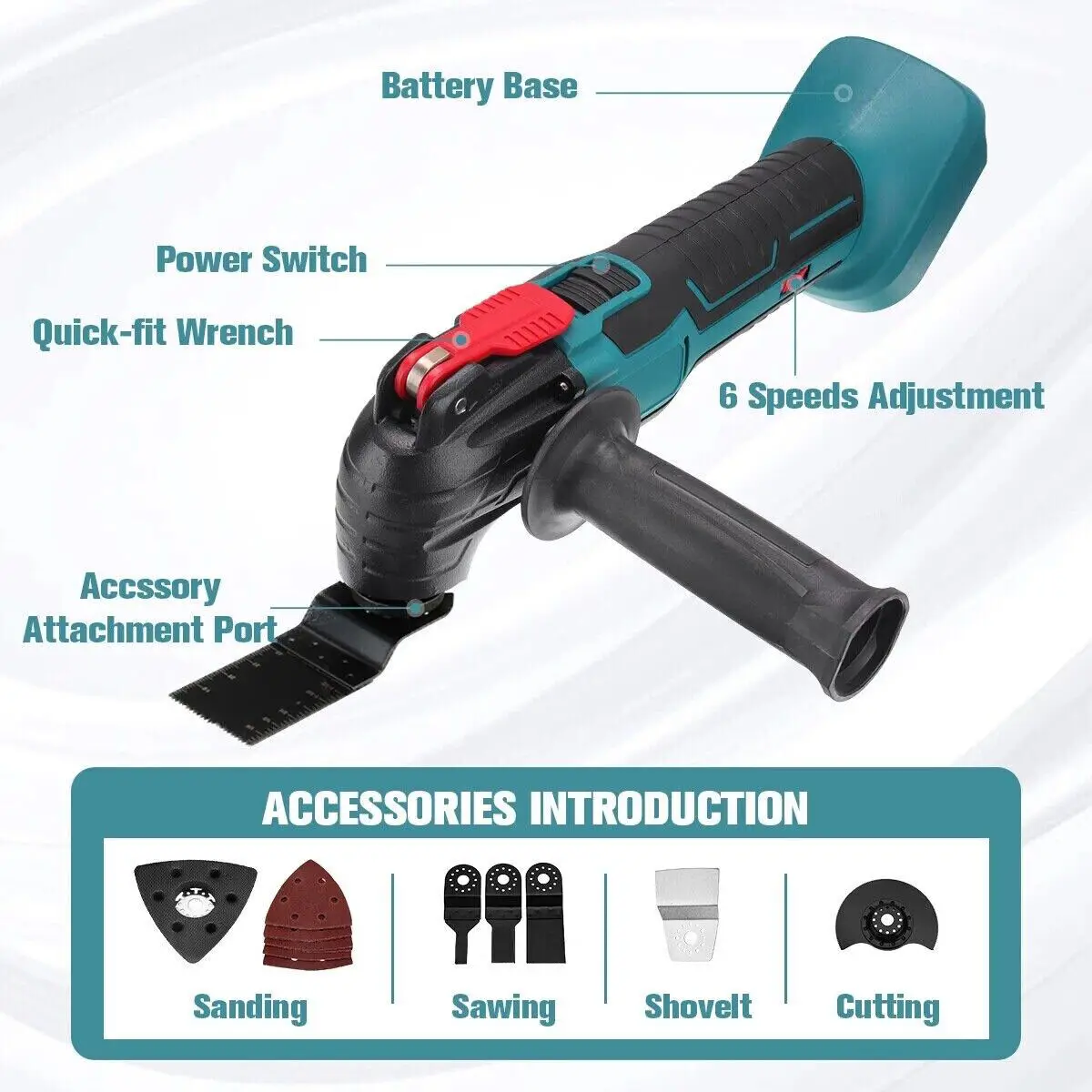 Cordless Oscillating Multi Tool Body Only Industrial Grade with OEM Customization & Battery Power Source