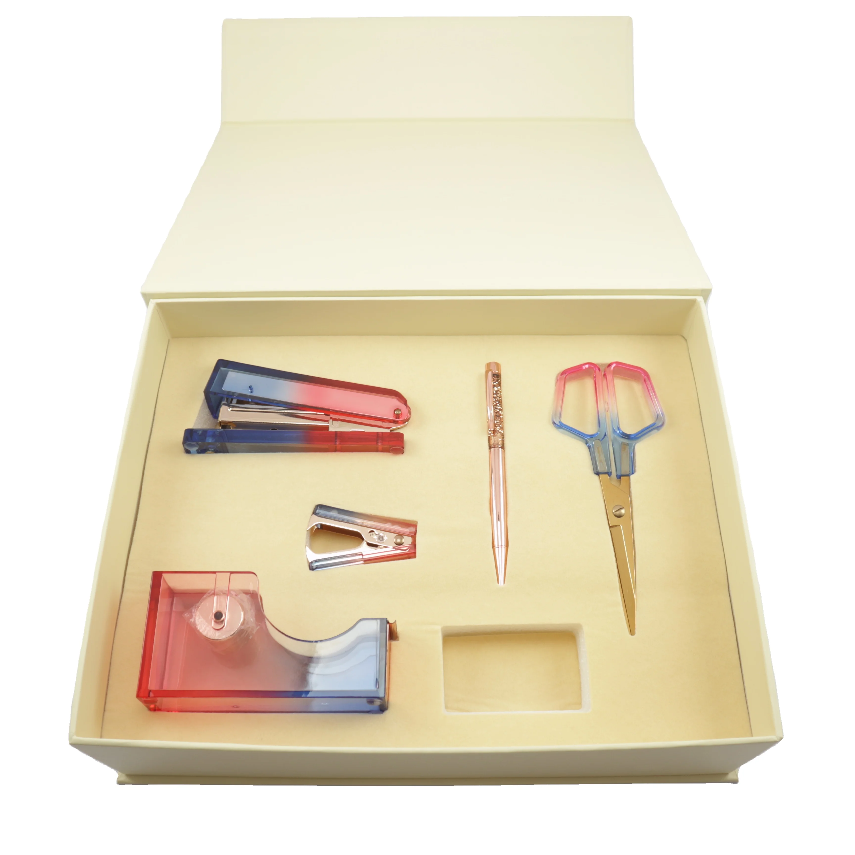 JSM 6IN1 Stapler Tape Dispenser Pen Staple Remover Scissors Clip School stationary Gift Set For Student Office Promotion