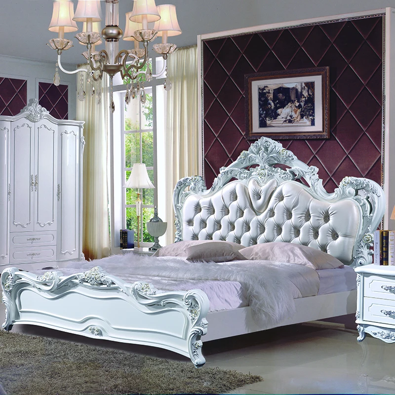 Gold Bedroom Furniture Set home European double bed storage queen leather soft bed