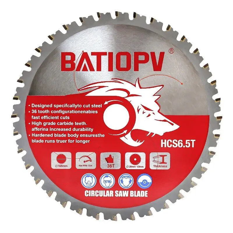 HERZO 165mm Alloy Steel Iron Saw Blade DIY Grade Smooth Wood Cutting Disc High Quality