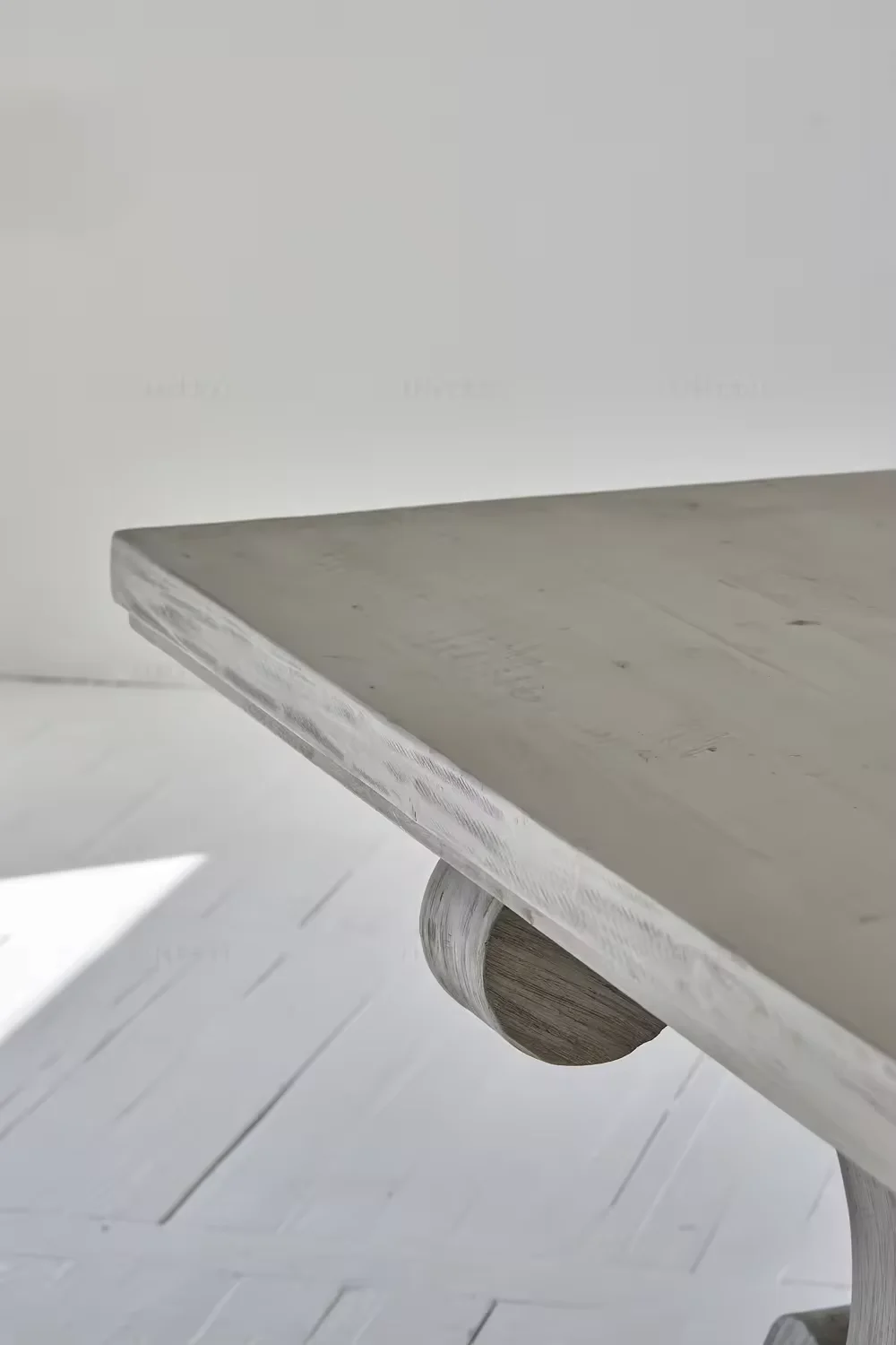 Classic 8-Seater White Pine Dining Table Set Natural Light Wooden Dining Room Furniture Farmhouse Hall Commercial Use Home Hotel