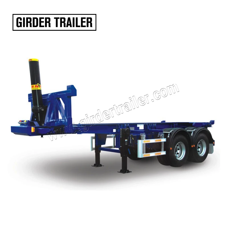 Dump trailer manufacturers 2 axles skeleton hydraulic tipper truck end dumpster semi trailer for sale