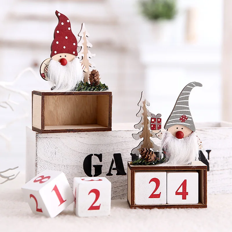 Navidad New Year Decoration Advent Santa Wooden Ornaments Christmas Eve Advent Calender Christmas Gift Box Christmas Ornaments
