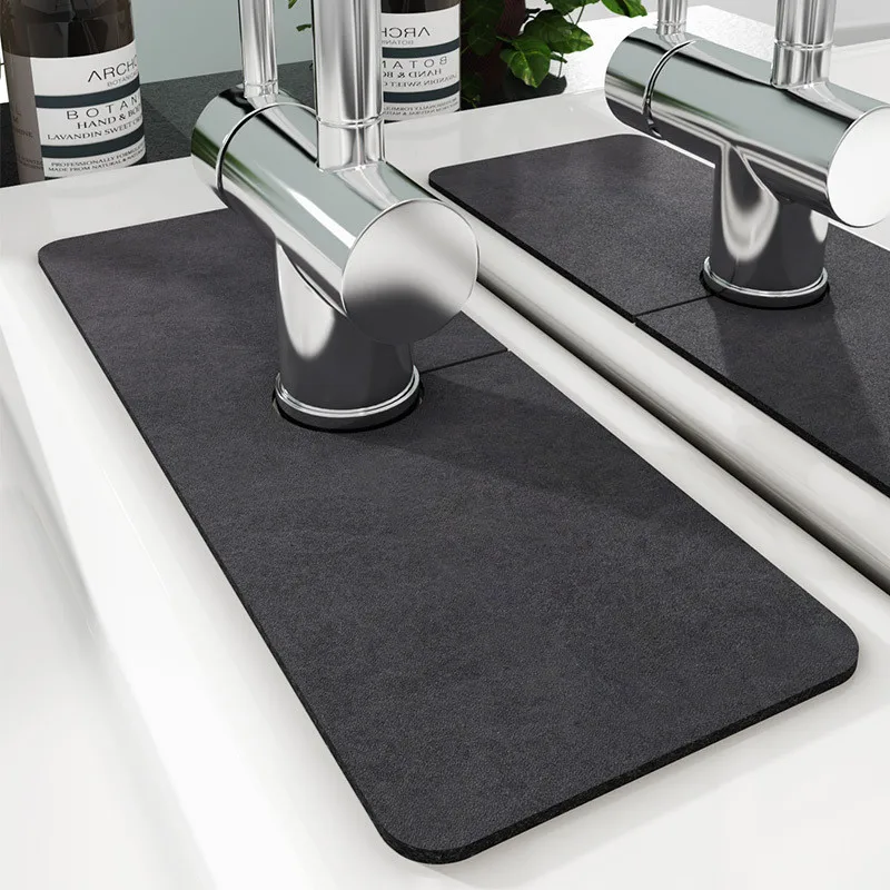 Custom  Faucet Absorbent Mat Dish Drying Mat Behind Faucet Sink Splash Guard Pad Faucet Drip Catcher