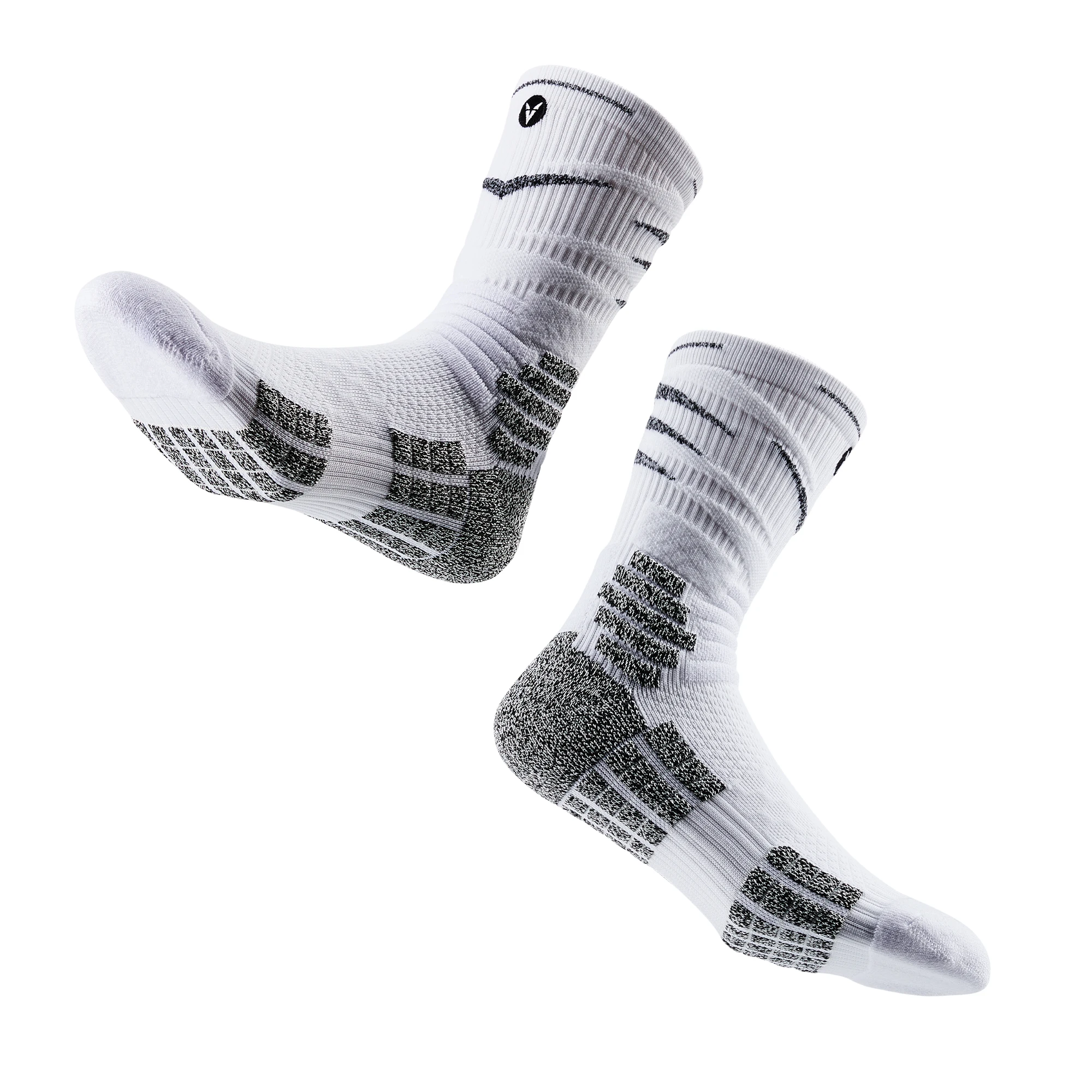VEIDOORN High Quality Thick Crew Sport Socks Custom Logo Running Basketball Workout Compression Cushioned Grip Athletic Socks