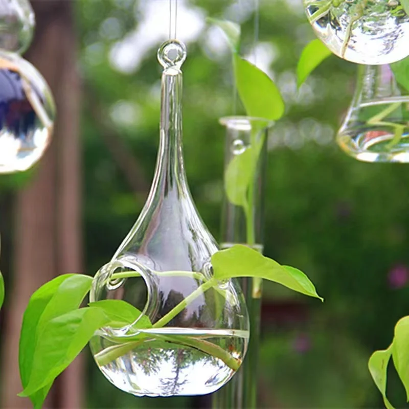 Clear round glass vase with hole made in China