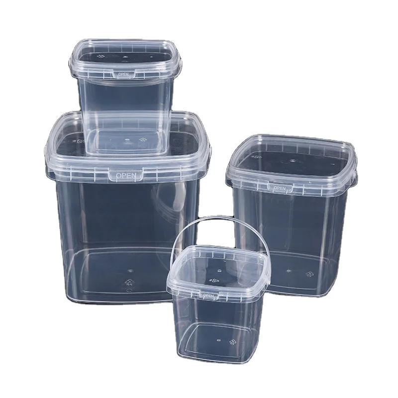High Quality 280ml-6000ml Plastic Barrel Food Grade PP Square Plastic Bucket with Lid