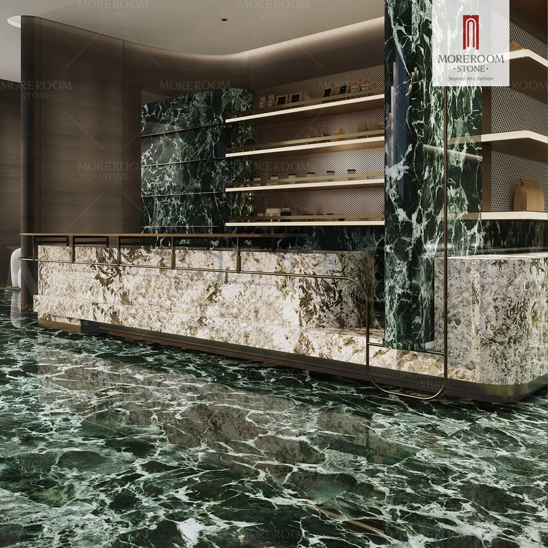 3000x1500 Green Tiles Livingroom Wall Slab Sintered Stone Slab Verified Manufacturer