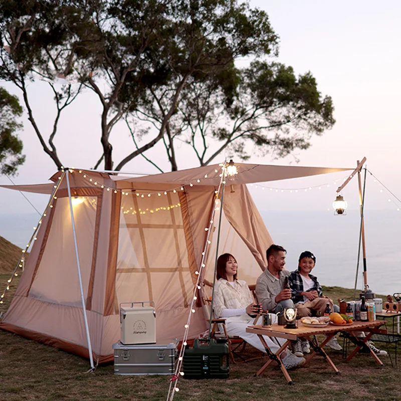 2024 Luxury Family Outdoor Camping Tent 3*3m Large Waterproof Canvas Flex Bow Portable Automatic Resort Tent for Glamping