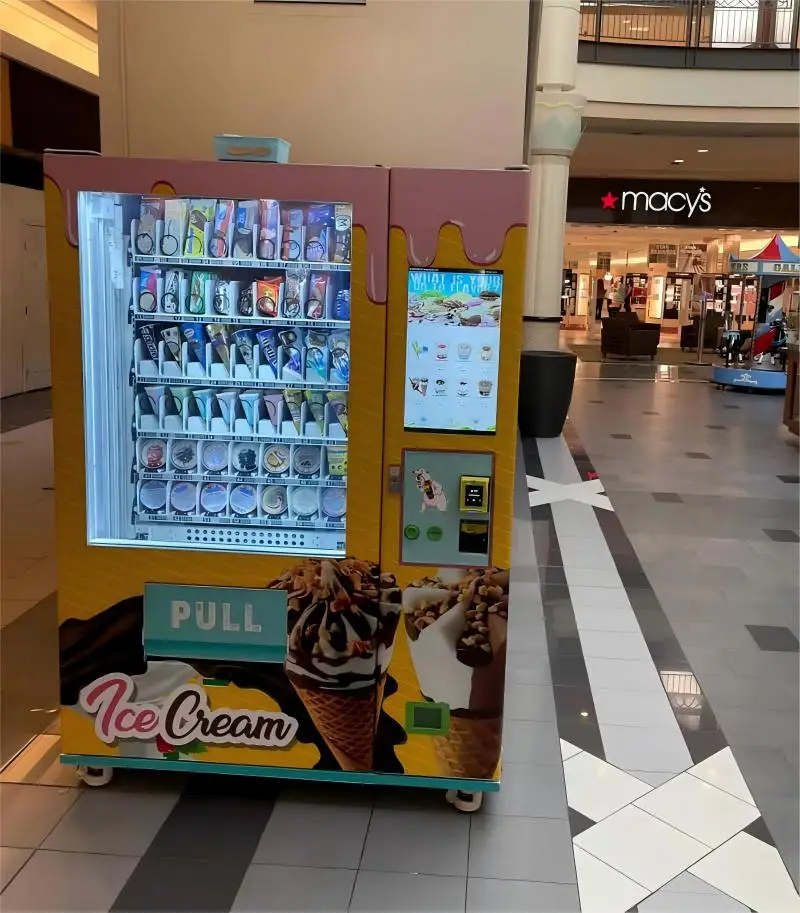 frozen food ice cream vending machine with cash and card Freezer Food ice cream fully automatic for Shopping Mall with MDB cable