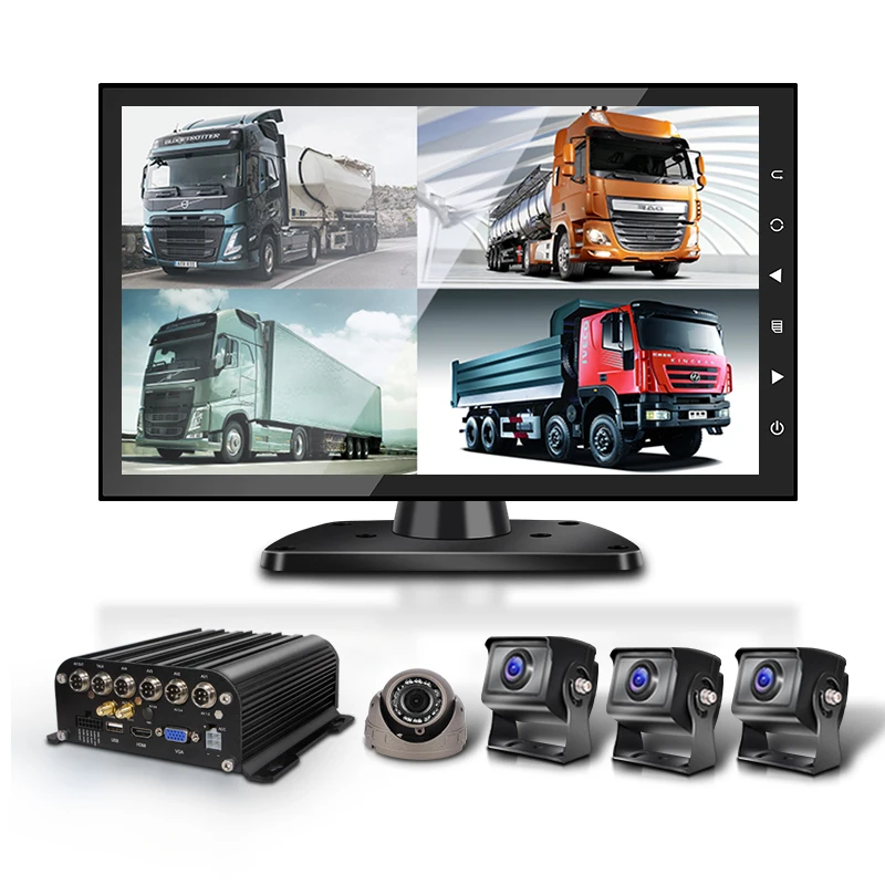 4G GPS WiFI Optional 2TB Hard Disk Recording Vehicle Black Box 10.1 inch Monitor 4CH Bus MDVR 1080P DVR Camera System Car