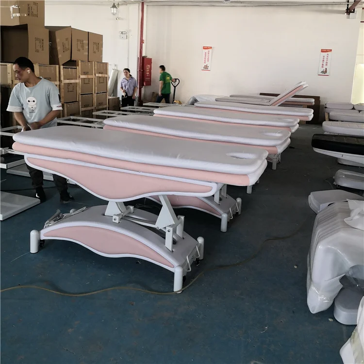 Great Factory Foshan 3 Motor Tables De Thai Massage Pliante Facial Bed Custom Logo Without Armrest For Beauty Furniture